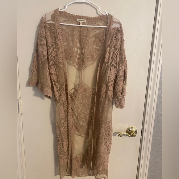 Boho Lace Cardigan in Dusty Pink - Picture 1 of 4